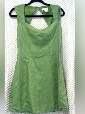 House of Harlow Sleeveless Light Green Linen Dress 100 percent linen